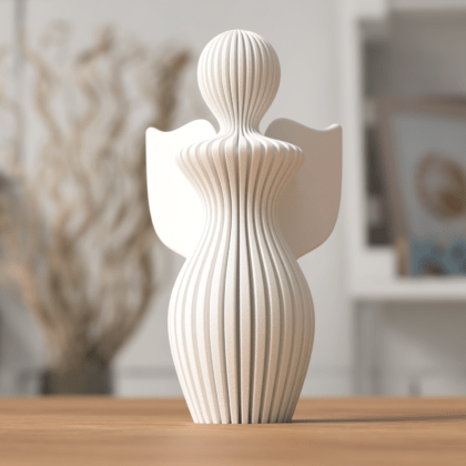 Schutzengel weiss 3D-Druck Figur mit moderner Lamellenstruktur