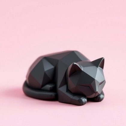 Wartende Low Poly Katze