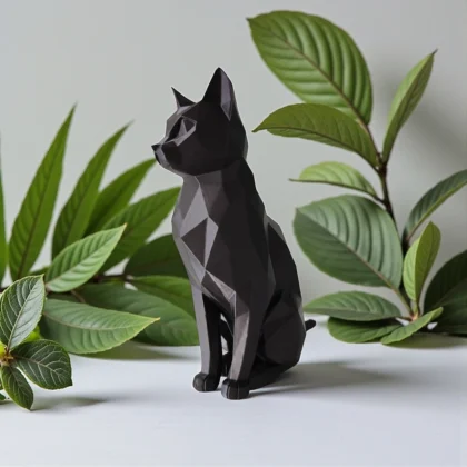 Low Poly Katze Skulptur