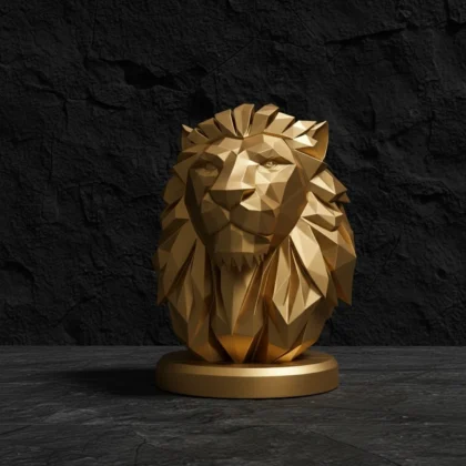Low Poly Löwenbüste Skulptur