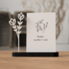 Kartenhalter für Fotos in Schwarz mit zartem Blumenmotiv und Postkarte