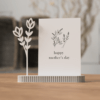 Kartenhalter für Fotos in Weiss mit zartem Blumenmotiv und Postkarte