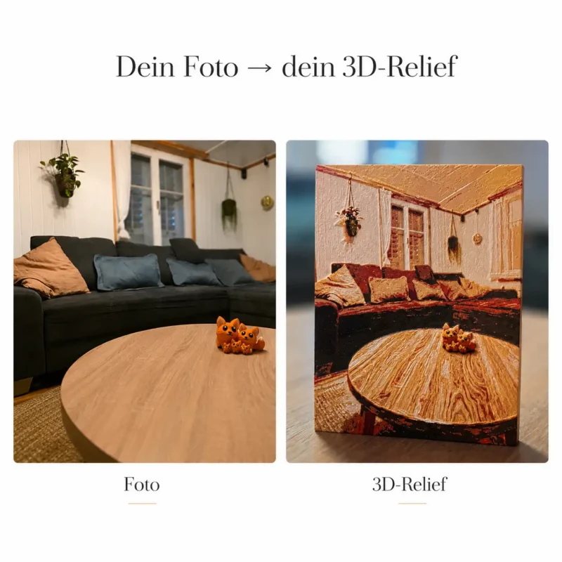 Personalisiertes Fotorelief im Querformat mit mehrfarbiger Oberfläche